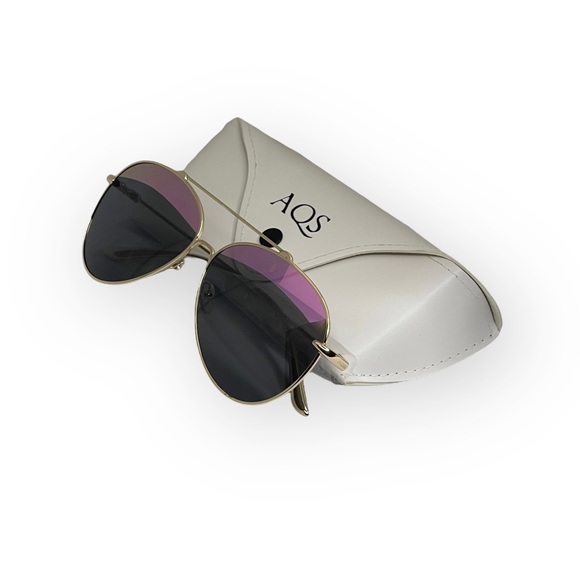 new AQS ☺︎︎ Oversized Aviator Shades Sunnies Sunglasses ☺︎︎ Pink with Gold Frame - Picture 6 of 16